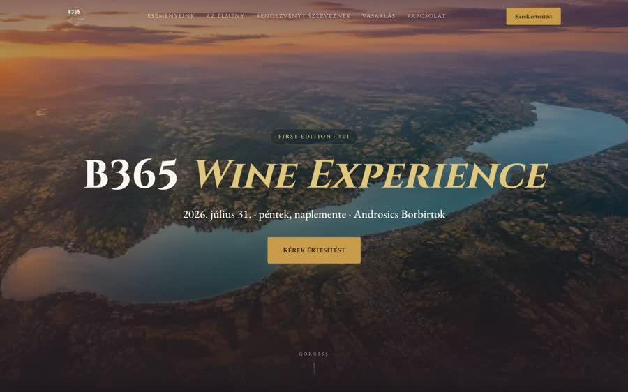 B365 Wine Experience — nyitóképernyő