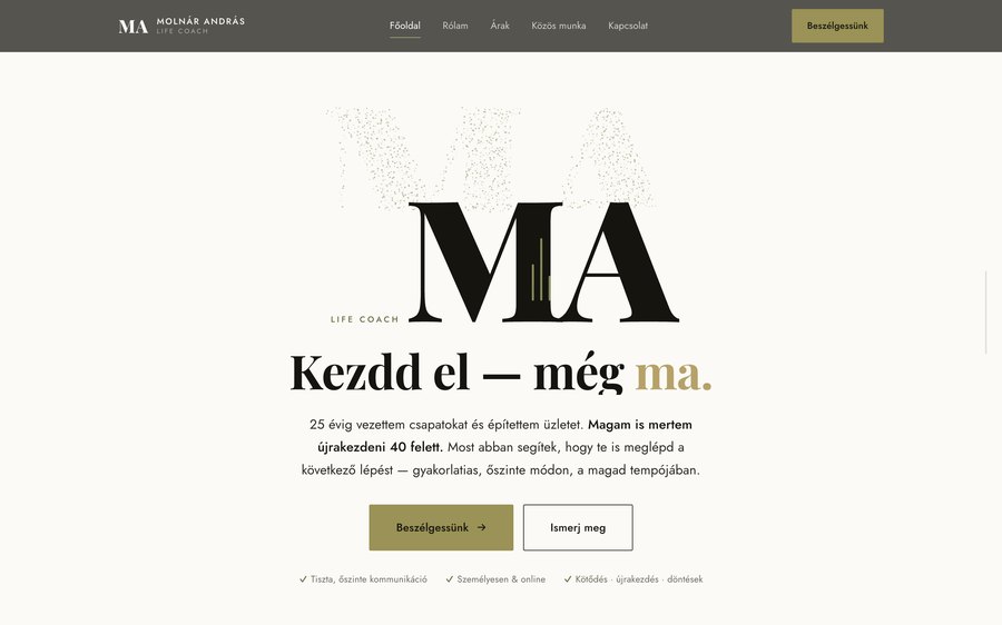 Kezdd el még ma — nyitóképernyő