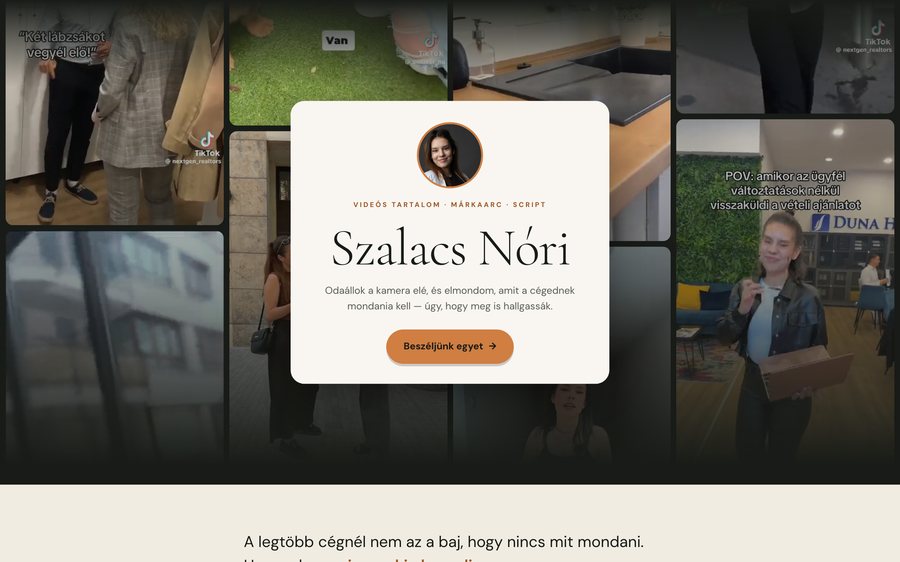 Szalacs Nóri — nyitóképernyő